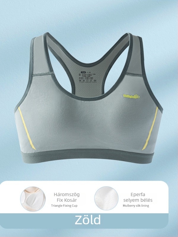 Ifjúsági sportmelltartó-vest pamutból, viszkóz béléssel, teljes kosár, vékony formázott habcsésze, acélkeret nélkül, fix vállpántok, izzadságot felszívó
