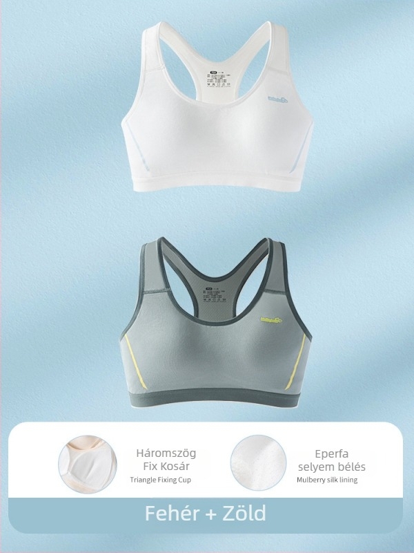 Ifjúsági sportmelltartó-vest pamutból, viszkóz béléssel, teljes kosár, vékony formázott habcsésze, acélkeret nélkül, fix vállpántok, izzadságot felszívó