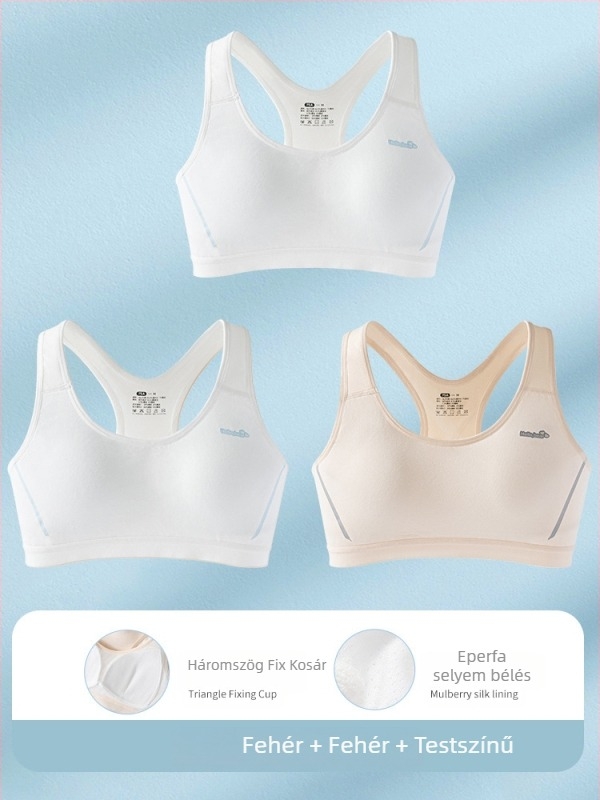 Ifjúsági sportmelltartó-vest pamutból, viszkóz béléssel, teljes kosár, vékony formázott habcsésze, acélkeret nélkül, fix vállpántok, izzadságot felszívó