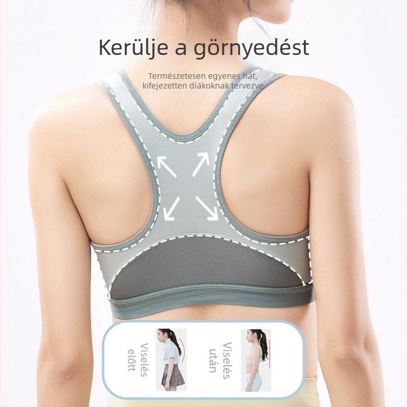 Ifjúsági sportmelltartó-vest pamutból, viszkóz béléssel, teljes kosár, vékony formázott habcsésze, acélkeret nélkül, fix vállpántok, izzadságot felszívó
