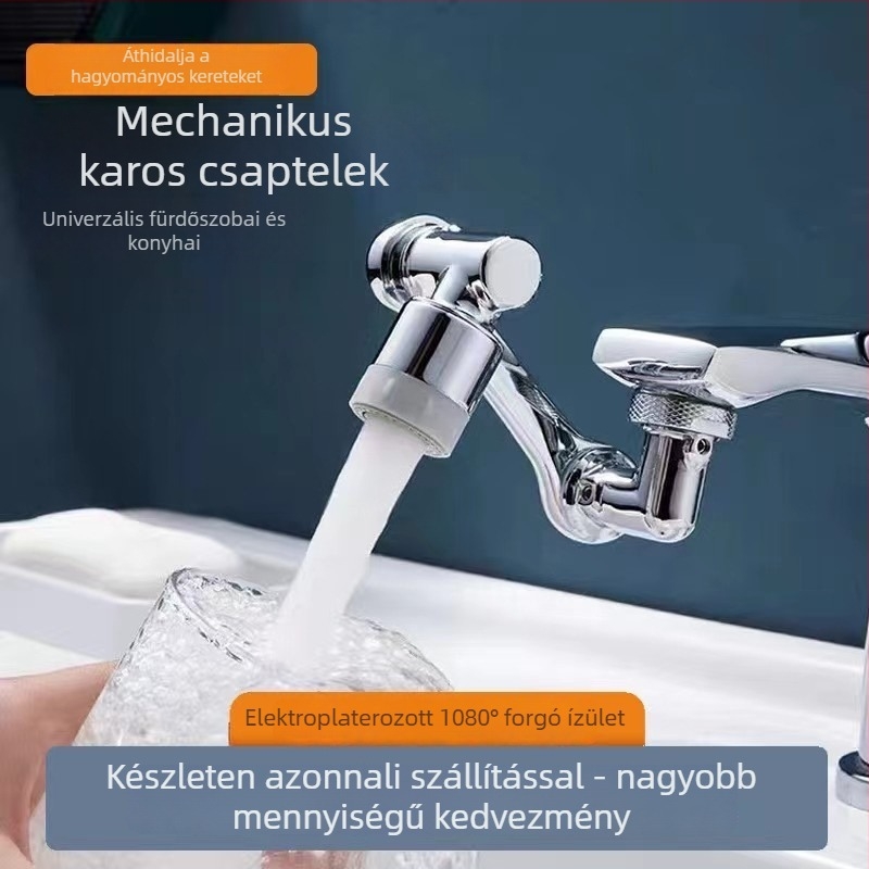 Csap mechanikus kar hosszabbító, anti-szóró fej és aerátor, spirális csatlakozás, rozsdamentes acél és PP