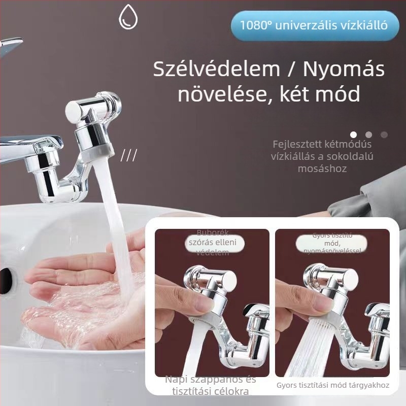 Csap mechanikus kar hosszabbító, anti-szóró fej és aerátor, spirális csatlakozás, rozsdamentes acél és PP