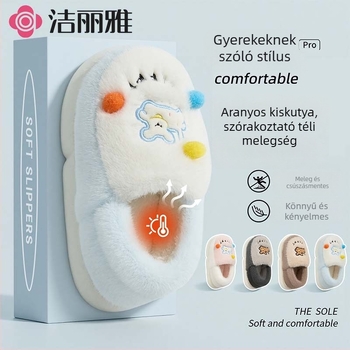 Grace JieLiYa cartoon gyerek beltéri papucs, textil felső rész, EVA talp, meleg bélés, 4–16 évesek