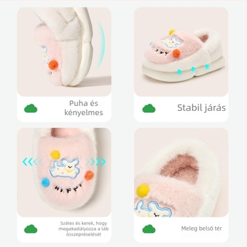 Grace JieLiYa cartoon gyerek beltéri papucs, textil felső rész, EVA talp, meleg bélés, 4–16 évesek