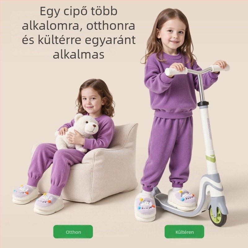 Grace JieLiYa cartoon gyerek beltéri papucs, textil felső rész, EVA talp, meleg bélés, 4–16 évesek