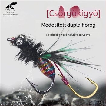 Két horogos horoggal ellátott csalihal – új csalihal, mini gyöngyök csillogó, fehér csíkos goby dekó