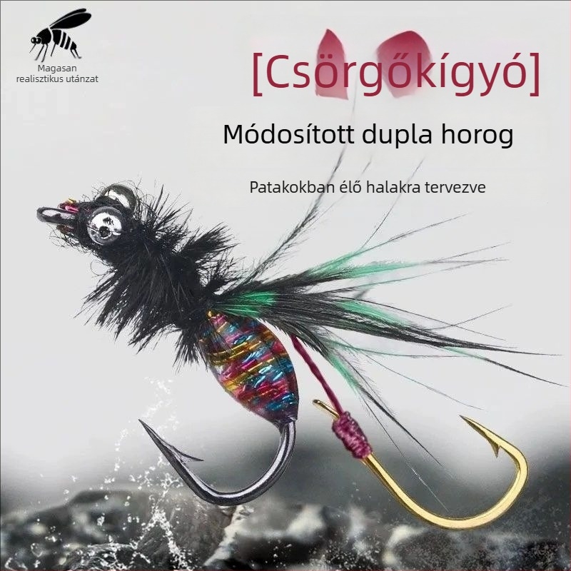 Két horogos horoggal ellátott csalihal – új csalihal, mini gyöngyök csillogó, fehér csíkos goby dekó