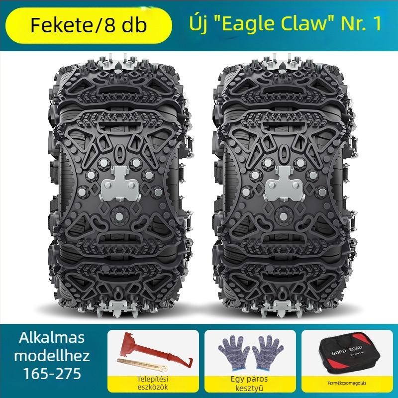 Univerzális gumiból készült hókötő lánc Eagle Claw dizájn, 165–275 gumikhoz, tömeg 3,7 kg, testreszabható
