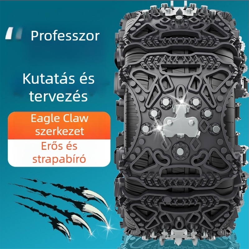 Univerzális gumiból készült hókötő lánc Eagle Claw dizájn, 165–275 gumikhoz, tömeg 3,7 kg, testreszabható