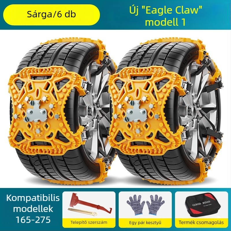 Univerzális gumiból készült hókötő lánc Eagle Claw dizájn, 165–275 gumikhoz, tömeg 3,7 kg, testreszabható