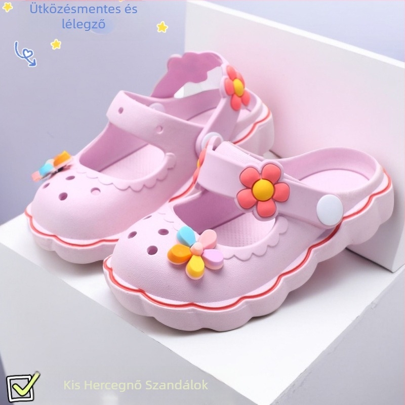 Lányok Mary Jane nyári cipő, rajzfilm mintával, légáteresztő PVC felsőrész, PVC talp, csúszásmentes