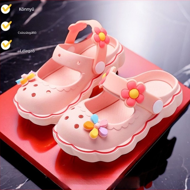 Lányok Mary Jane nyári cipő, rajzfilm mintával, légáteresztő PVC felsőrész, PVC talp, csúszásmentes
