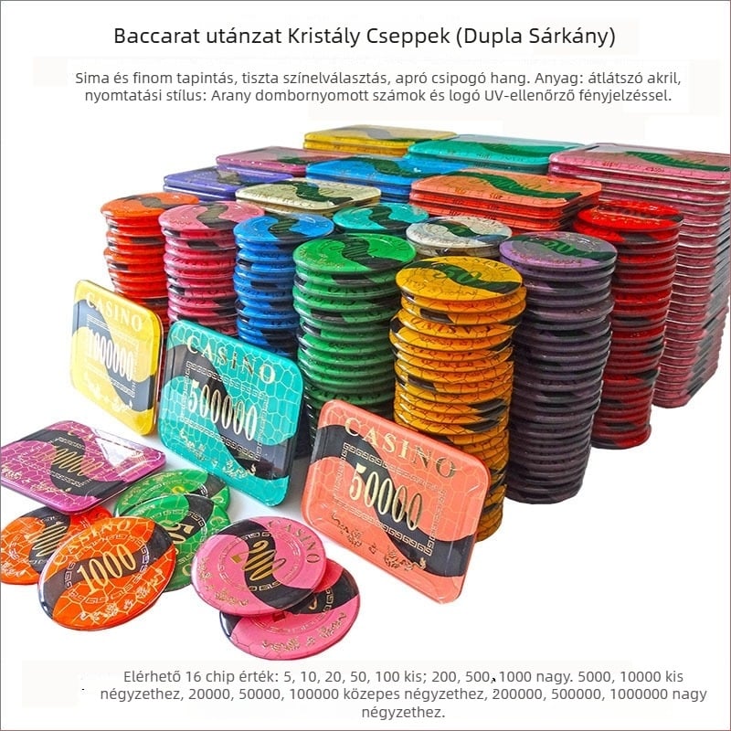 Akril zsetonok fémes felülettel sakk- és kártyatermekhez, kerek és négyzetes formák, testreszabható, márka Joie casino/qiao yu