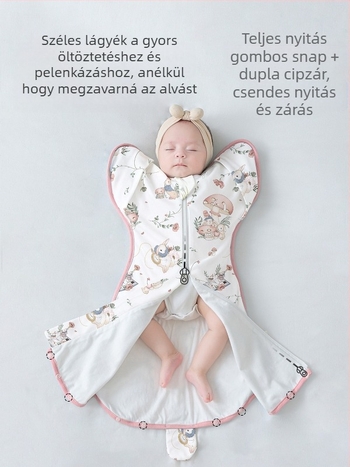 Újszülöttek számára készült alvózsák Drop-Down stílussal, 100% pamut, négy évszak, levehető ujjak, karikatúra mintázat