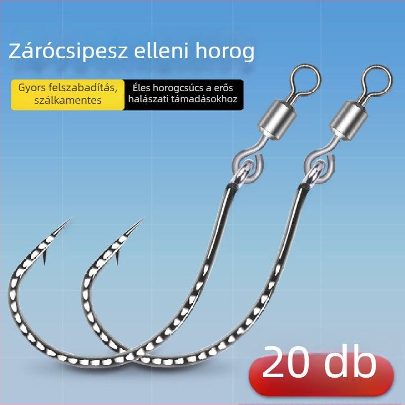 Erősített 8003-as horog, 8-as alakú gyűrű, fordított horog és puha csalival – basszusra és mandarín halra