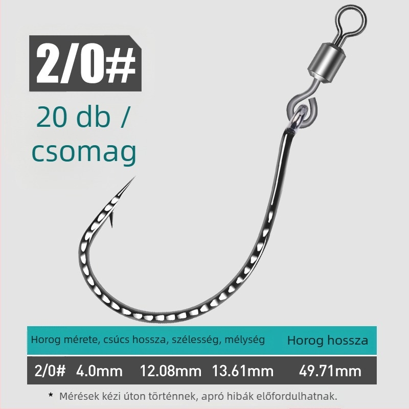 Erősített 8003-as horog, 8-as alakú gyűrű, fordított horog és puha csalival – basszusra és mandarín halra