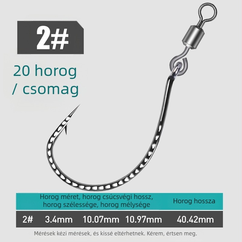 Erősített 8003-as horog, 8-as alakú gyűrű, fordított horog és puha csalival – basszusra és mandarín halra