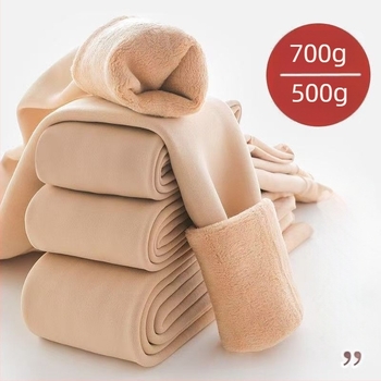 Plusz méretű téli leggings fleece-béléssel, testszínű, 3/4 hosszúságú, melegen tartó