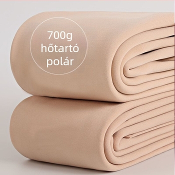 Plusz méretű téli leggings fleece-béléssel, testszínű, 3/4 hosszúságú, melegen tartó
