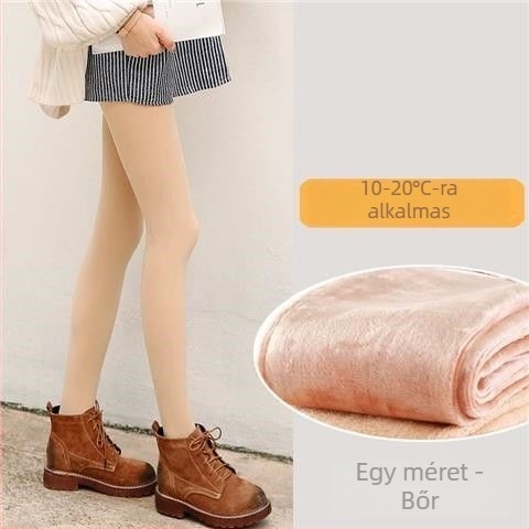Plusz méretű téli leggings fleece-béléssel, testszínű, 3/4 hosszúságú, melegen tartó