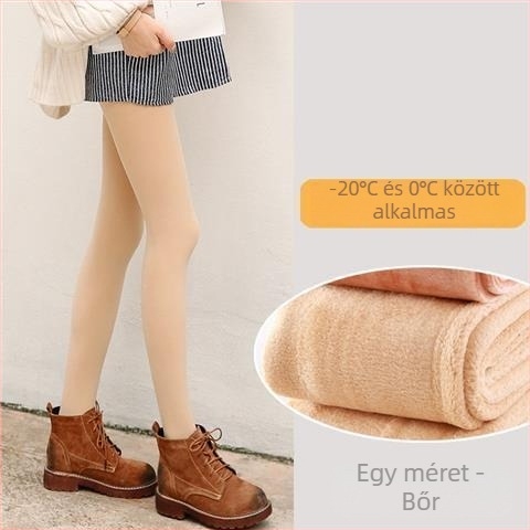 Plusz méretű téli leggings fleece-béléssel, testszínű, 3/4 hosszúságú, melegen tartó