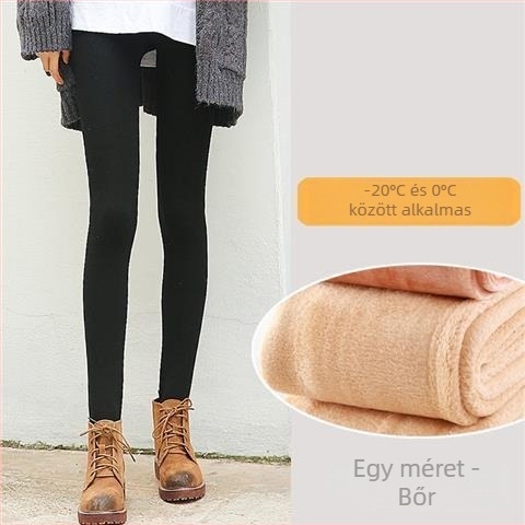 Plusz méretű téli leggings fleece-béléssel, testszínű, 3/4 hosszúságú, melegen tartó