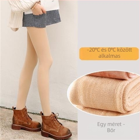 Plusz méretű téli leggings fleece-béléssel, testszínű, 3/4 hosszúságú, melegen tartó