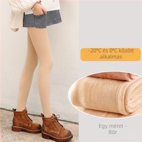 Plusz méretű téli leggings fleece-béléssel, testszínű, 3/4 hosszúságú, melegen tartó