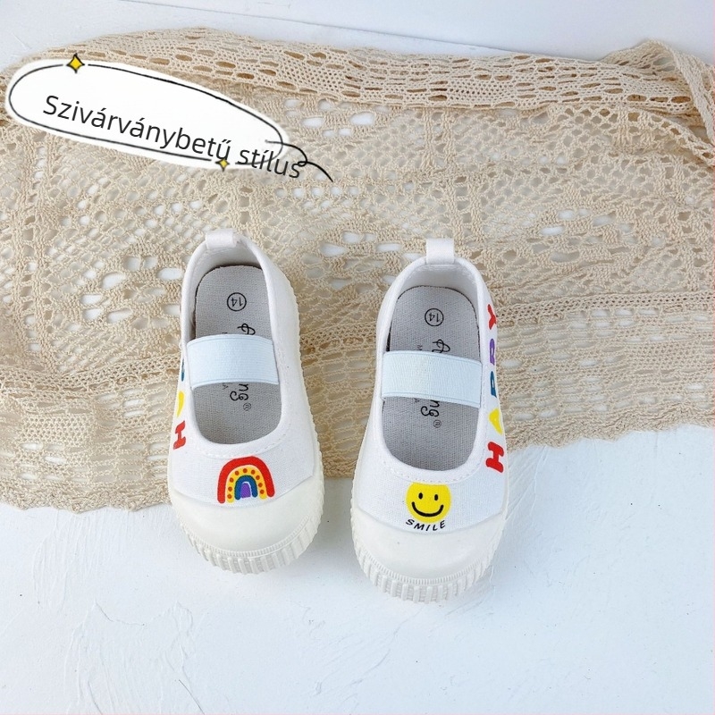 Lányoknak készült vászon slip-on cipő, elasztikus pánttal, alacsony felsőrésszel, kanvas felsővel, csúszásmentes talppal