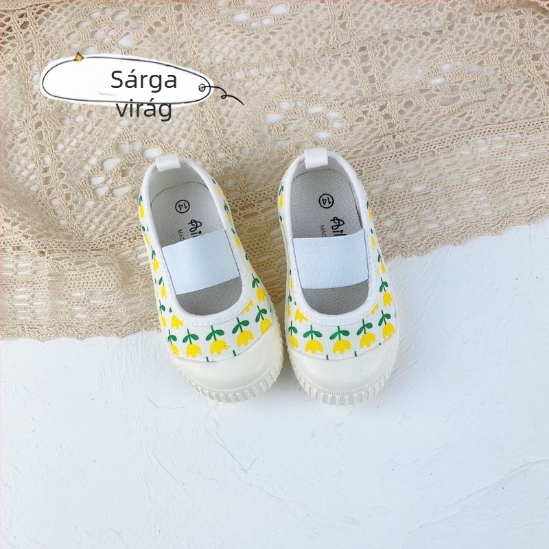 Lányoknak készült vászon slip-on cipő, elasztikus pánttal, alacsony felsőrésszel, kanvas felsővel, csúszásmentes talppal