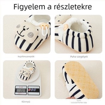 Puha talpú babacipő, csúszásmentes, vastag talpú, pamut felsőrész, Slip-On