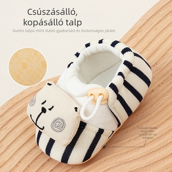 Puha talpú babacipő, csúszásmentes, vastag talpú, pamut felsőrész, Slip-On