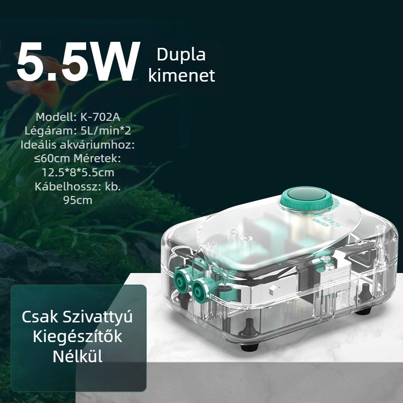 Baker akváriumi oxigénszivattyú – Csendes mechanikus oxigénellátó, Nagy teljesítmény, Nem importált, Súly 2000 g