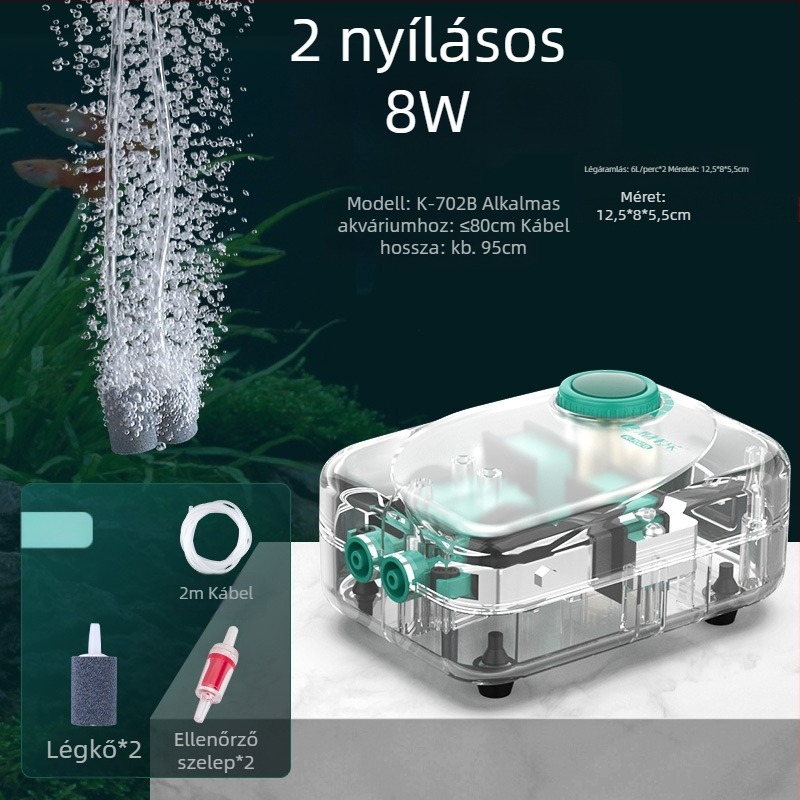 Baker akváriumi oxigénszivattyú – Csendes mechanikus oxigénellátó, Nagy teljesítmény, Nem importált, Súly 2000 g