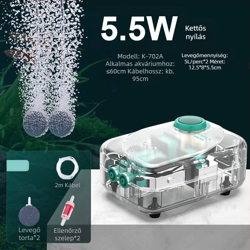 Baker akváriumi oxigénszivattyú – Csendes mechanikus oxigénellátó, Nagy teljesítmény, Nem importált, Súly 2000 g