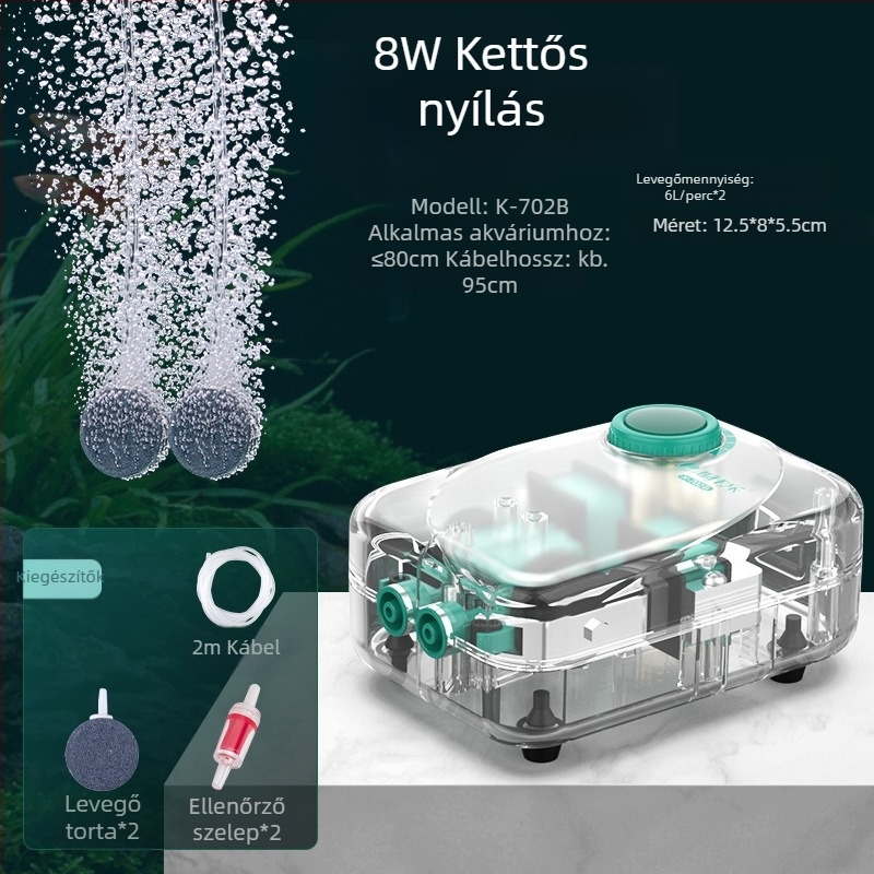 Baker akváriumi oxigénszivattyú – Csendes mechanikus oxigénellátó, Nagy teljesítmény, Nem importált, Súly 2000 g