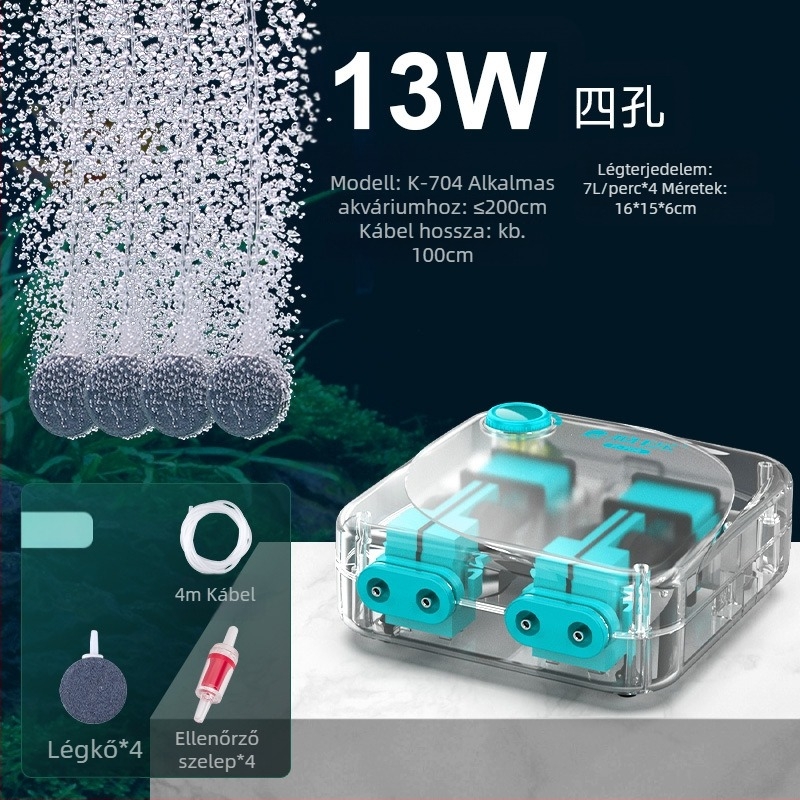 Baker akváriumi oxigénszivattyú – Csendes mechanikus oxigénellátó, Nagy teljesítmény, Nem importált, Súly 2000 g