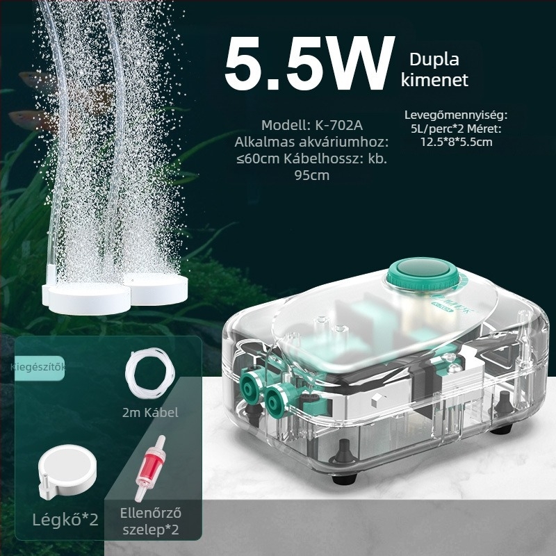 Baker akváriumi oxigénszivattyú – Csendes mechanikus oxigénellátó, Nagy teljesítmény, Nem importált, Súly 2000 g