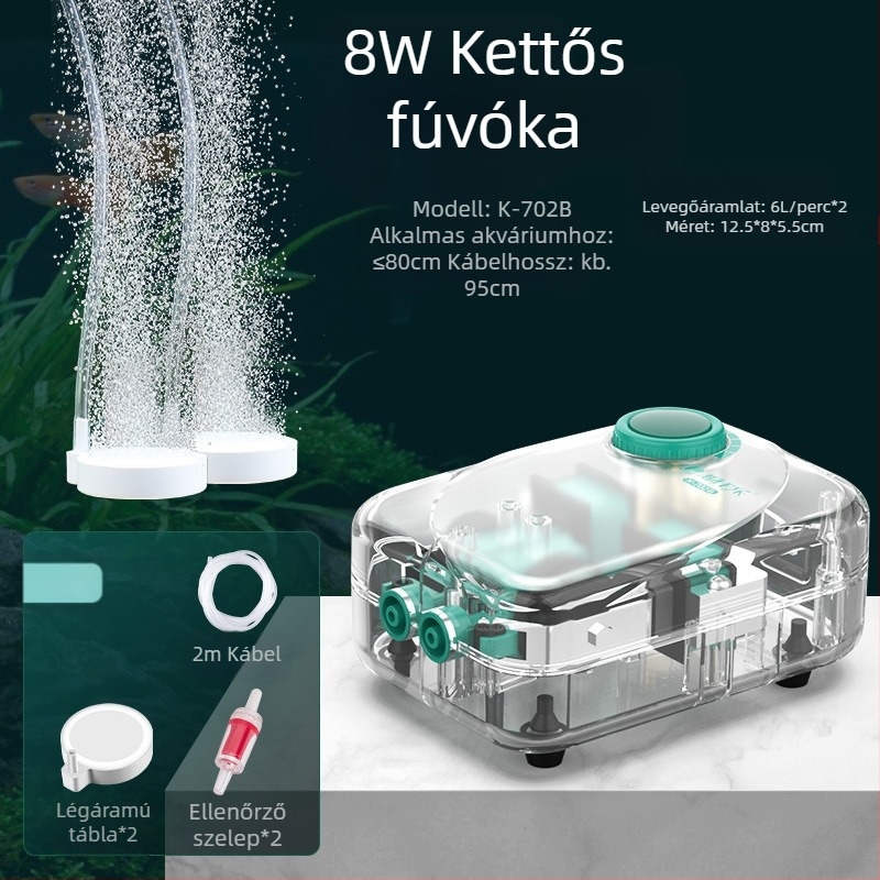 Baker akváriumi oxigénszivattyú – Csendes mechanikus oxigénellátó, Nagy teljesítmény, Nem importált, Súly 2000 g