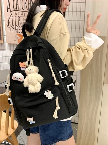Japán-stílusú iskolai hátizsák, nagy kapacitás, városi minimalist design, Oxford anyag, poliészter bélés, ívelt vállpántok