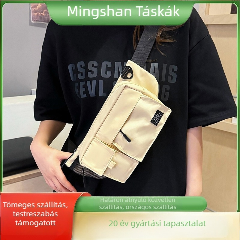 Utcai stílusú deréktáska cipzárral, Oxford anyagból, mobiltokkal, poliészter béléssel