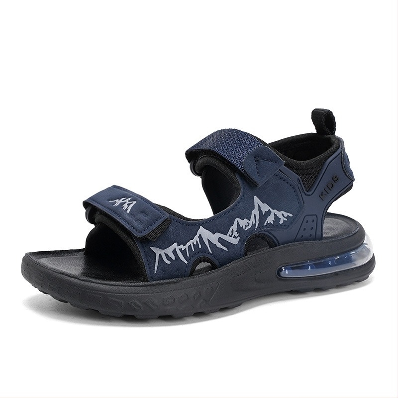 Fiúknak szánt strandpapucs kamuflázs mintával, air-cushioned talppal, hálós felsőrész, Velcro zárás, PU talp