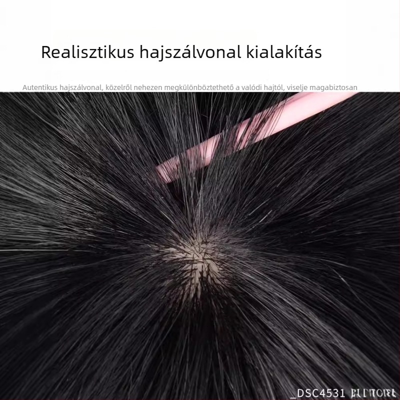 Férfi hajdarab a fej tetejére, valódi hajból, tűalapú rögzítéssel a szürke haj láthatatlan fedéséért