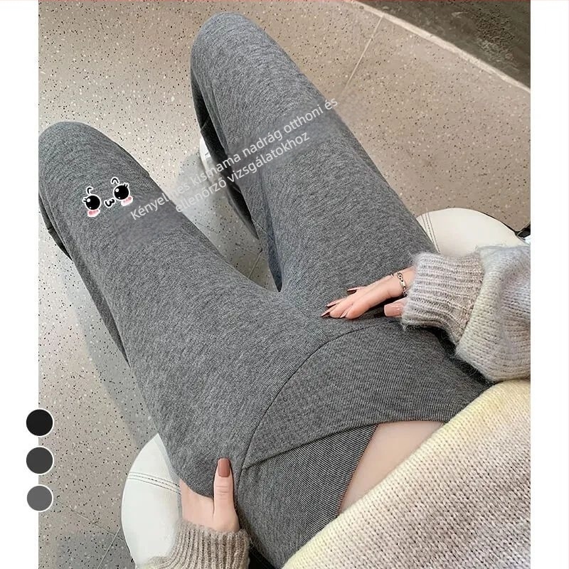 Kismama nadrág hasvédős kivitel, Chenille anyag, széles szabás, kényelmes lounge stílus, spandex keverék