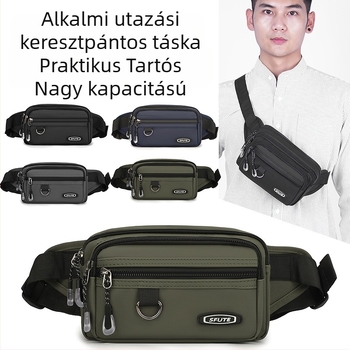 Férfi üzleti stílusú crossbody táska, több rekesszel, vízálló szövet, 8 hüvelykes laptophoz