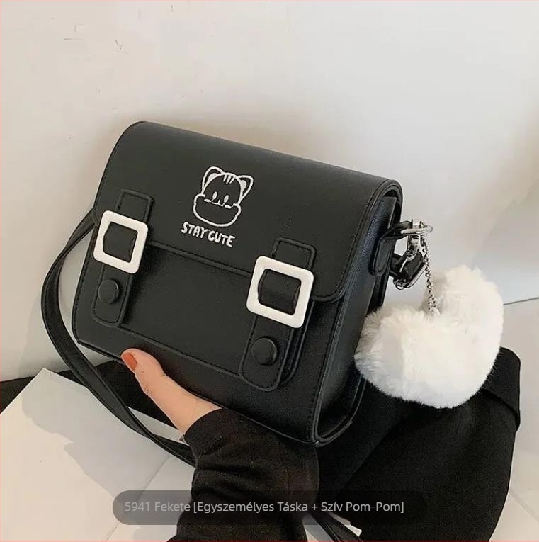 Női crossbody táska, Fresh and Sweet stílus, PU anyag, téglalap alakú forma, fedéllel