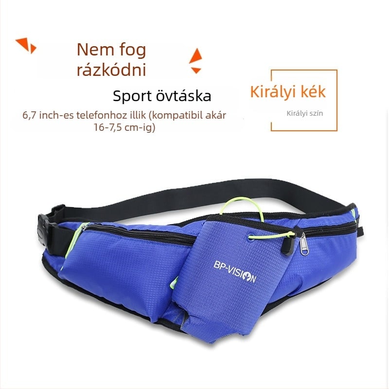 Sport derékpánt telefon- és víztartó táska — nylon, vízálló, lélegző, könnyű, tárolóhely