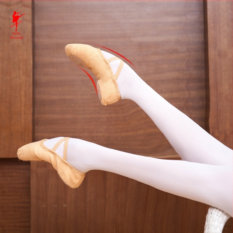 Gyermekeknek szóló tánccipő, uniszex, vászon felsőrész, bőrtalp, balethez és modern tánchoz