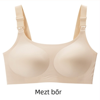 Gondozó melltartó terhes nőknek, vékony formázott kosarakkal, hátul négy sor kapoccsal, rögzített dupla vállpántok, anyag nylon, bélés spandex 30–50%