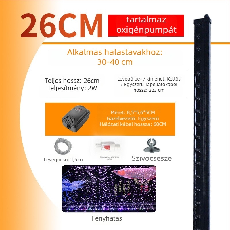 Akvaris LED alatti világítás oxigénnel, vízálló buborékszalag